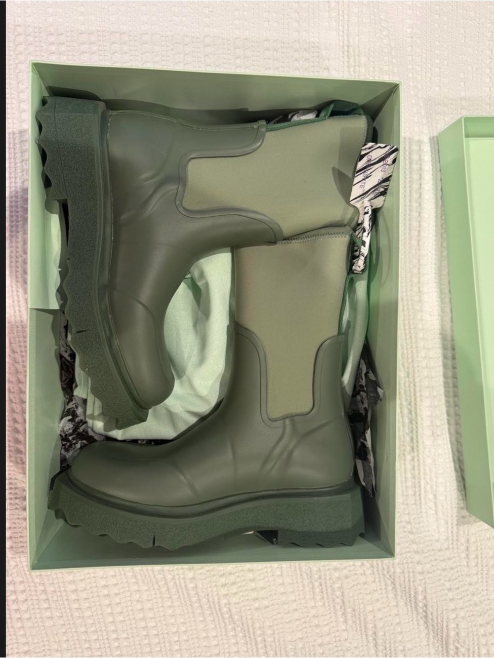OFF-WHITE Olive Green Rainboots - Picture 1 of 4